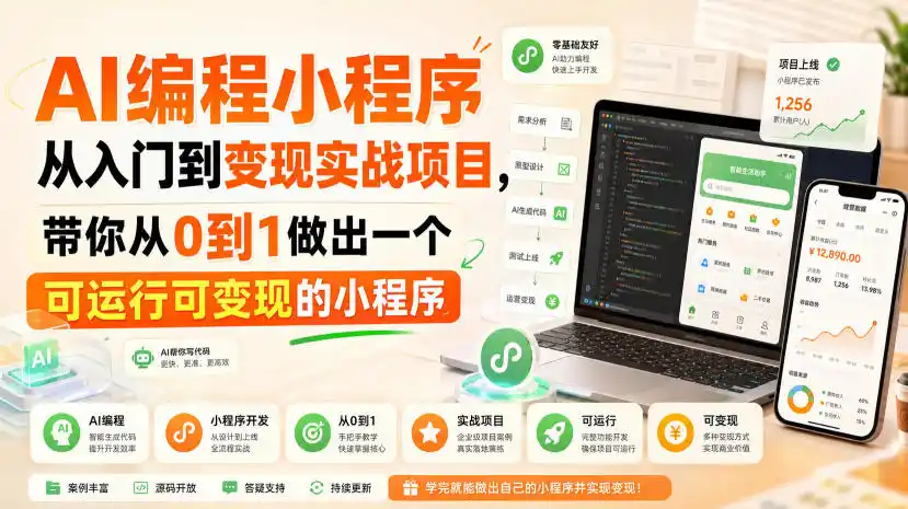 AI编程小程序从入门到变现实战项目，带你从0到1做出一个可运行可变现的小程序云学当下-创业资源网-知予轻创网-资源整合-互联网创业课程云学当下