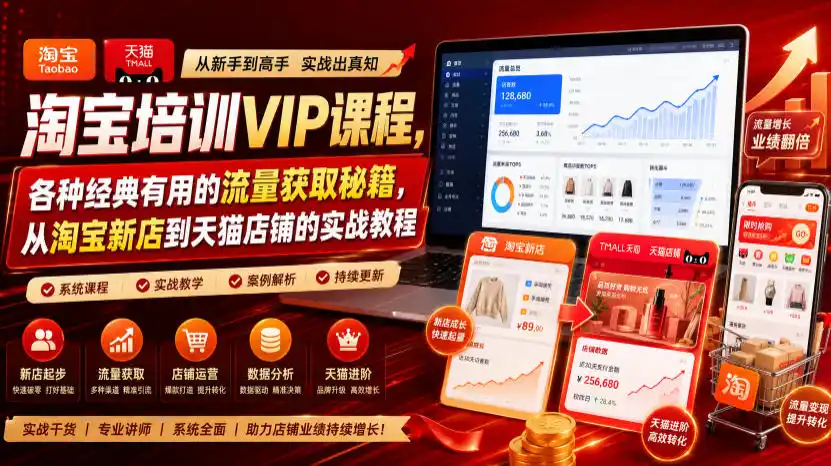 淘宝培训VIP课程，各种经典有用的流量获取秘籍，从淘宝新店到天猫店铺的实战教程(更新08月20日)云学当下-创业资源网-知予轻创网-资源整合-互联网创业课程云学当下